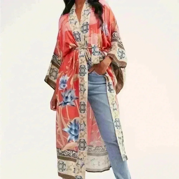 Restocking New Bohemian Floral Kimono Duster - Picture 2 of 12